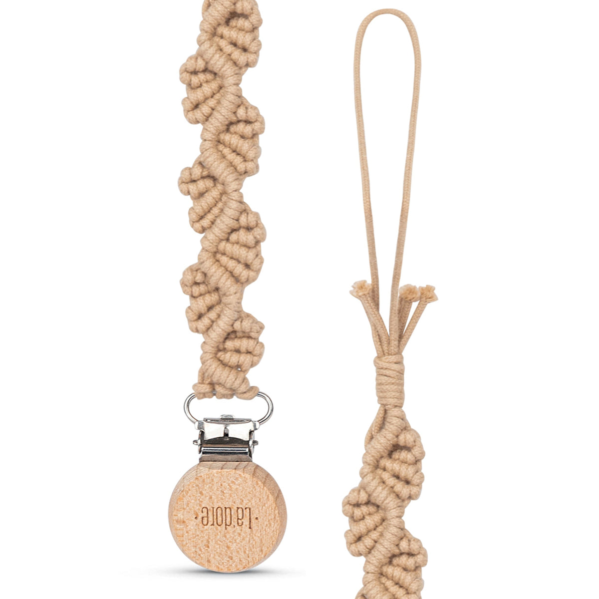 Ivy Pacifier Clip - Saddle