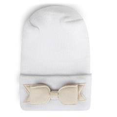 Hospital Hat - Linen Cream Bow