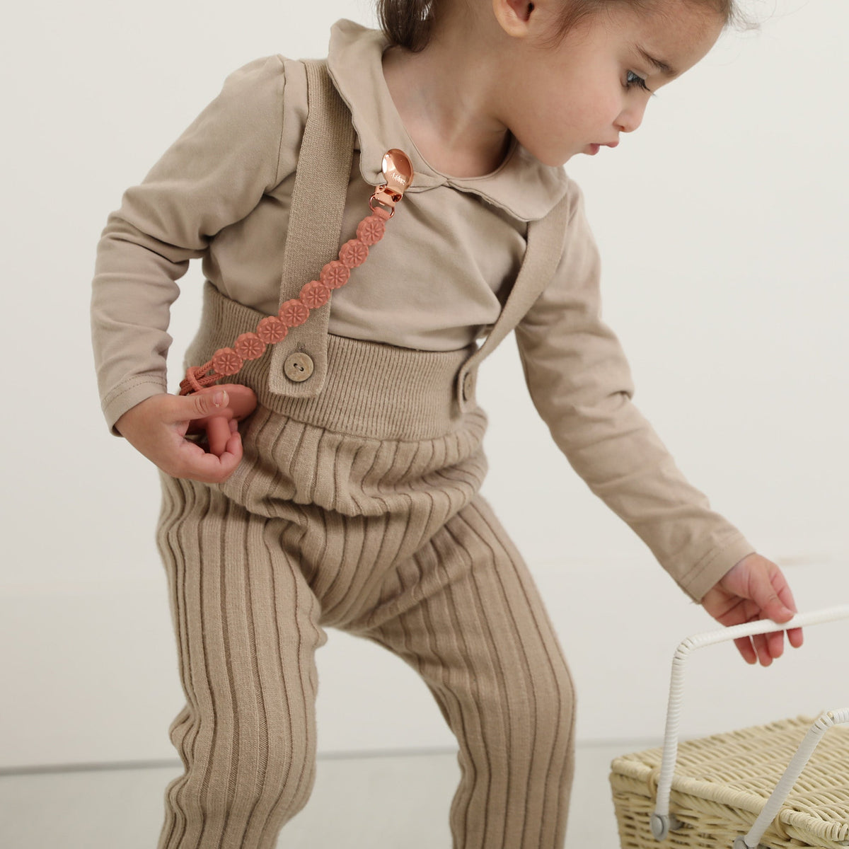 Meadow Pacifier Clip - Rosewood